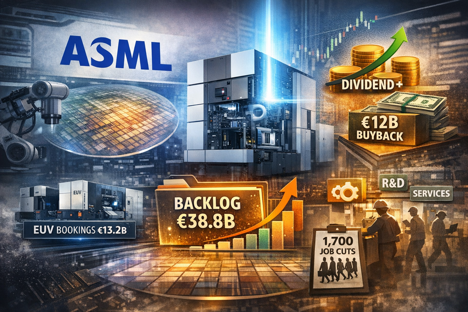 ASML stock: Earnings highlight record bookings, EUV-heavy backlog and execution risks, eclipsing buybacks and dividends.