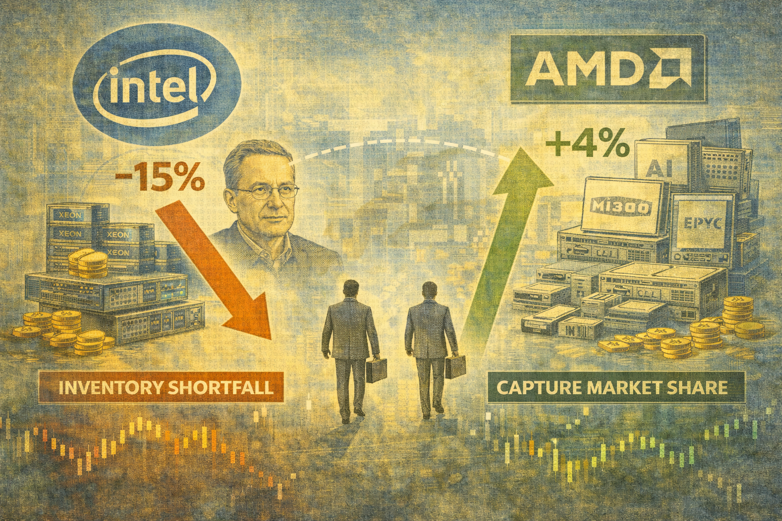AMD stock jumps 4% as Intel’s weak Q4 outlook and supply constraints shift demand toward AMD’s EPYC CPUs and MI300 accelerators.