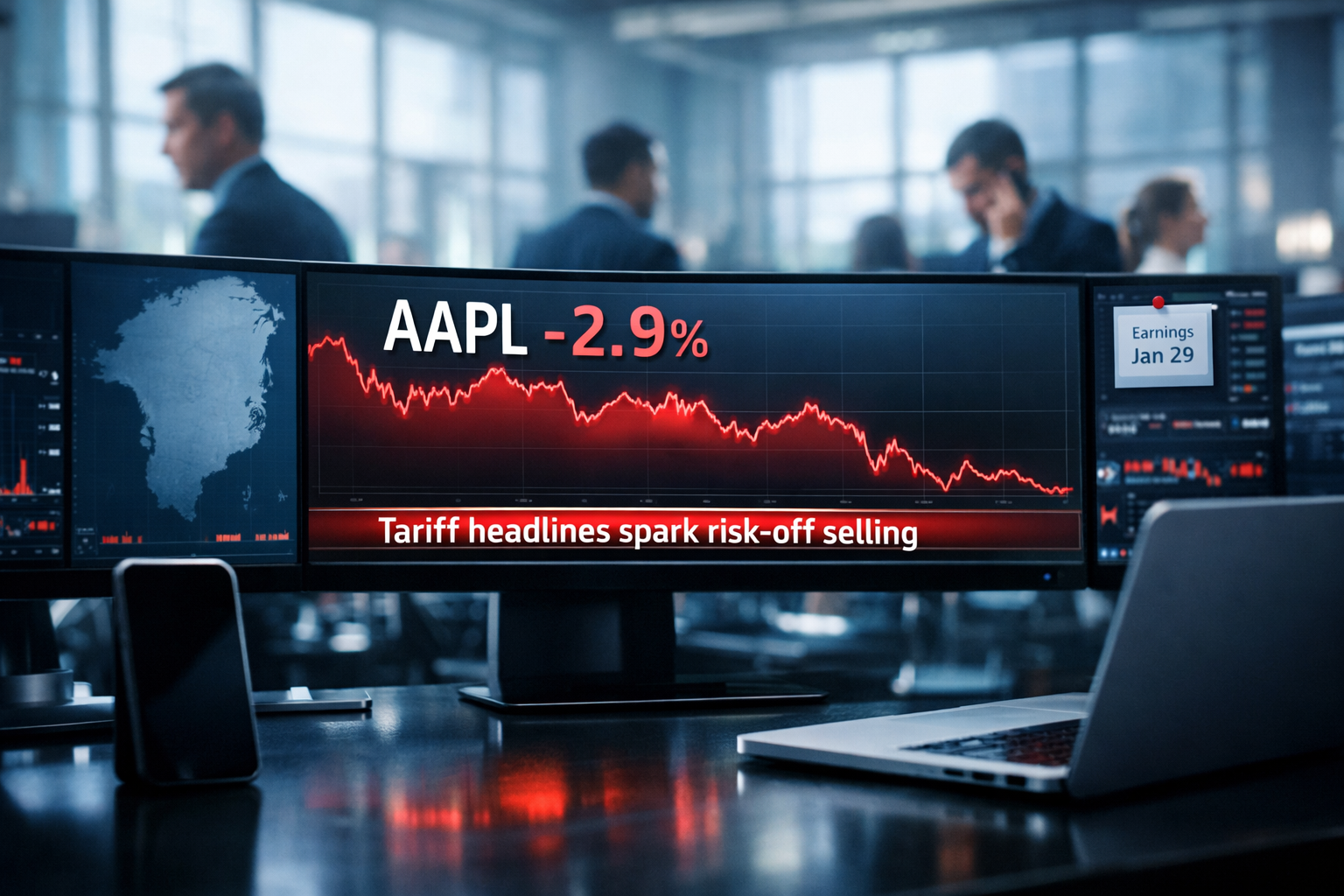 Apple stock slid nearly 3% despite Evercore and Citi optimism, as tariff headlines and memory cost risks fueled risk-off selling.