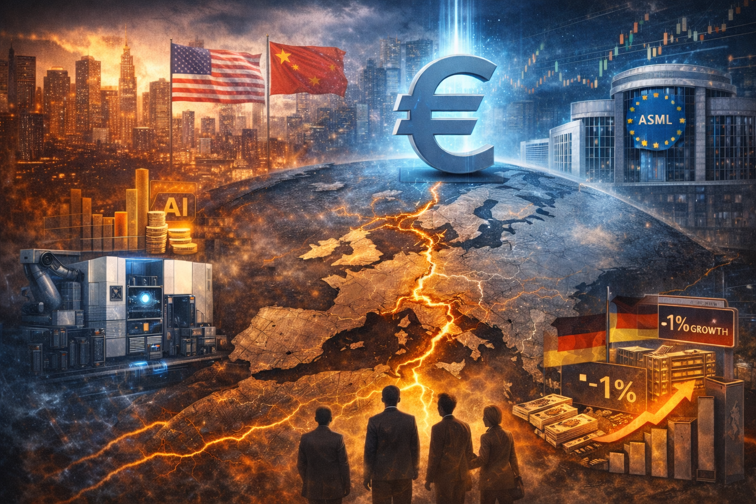 Europe faces geopolitical strain as Starmer courts China, Germany stalls, ASML surges on AI, and ECB frets over a soaring euro.